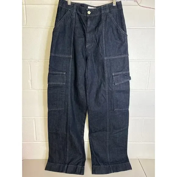 New AG Adriano Goldschmied x EmRata Amia High Rise Wide Leg Cargo Jeans 32 (14) - Picture 4 of 7